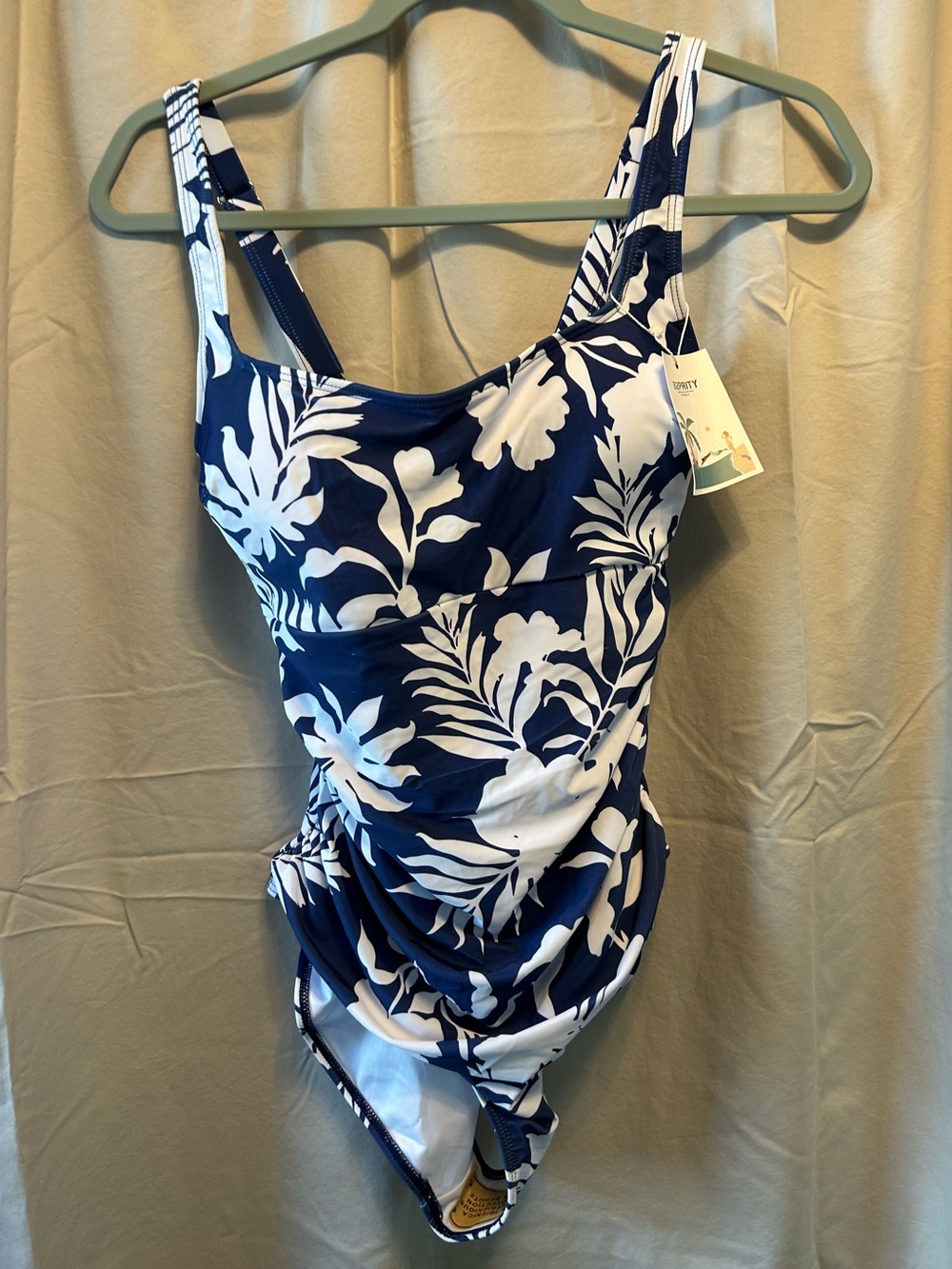 B2Prity woman’s  Floral One-Piece Swimsuit - Navy & White